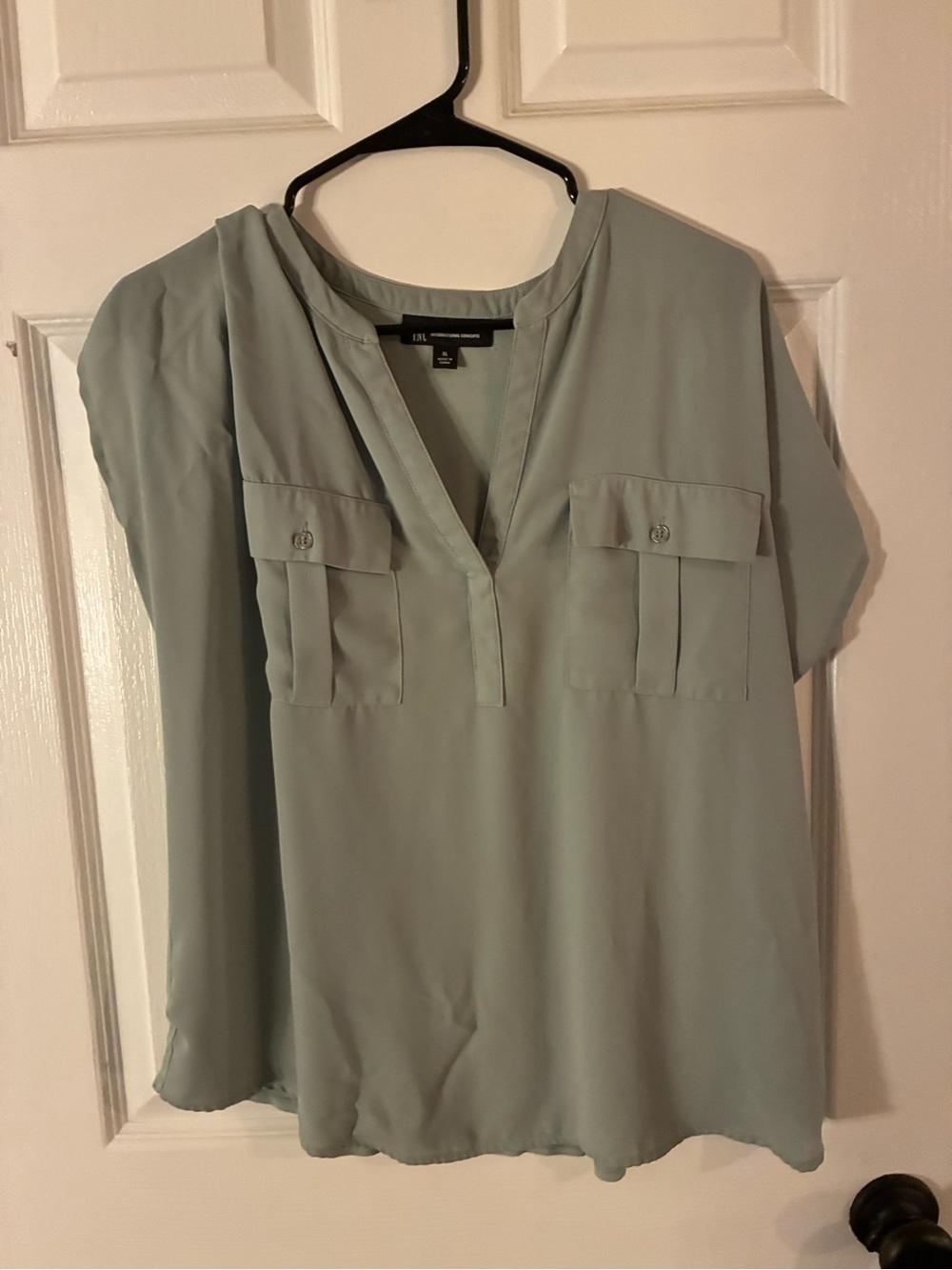 INC International Concepts XL Mint Green Utility Blouse Cap Sleeve Top